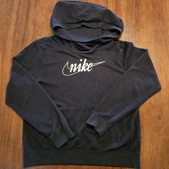 Nike Turtleneck Pullover Hoodie Black with Gold Logo Size Medium - Picture 1 of 6